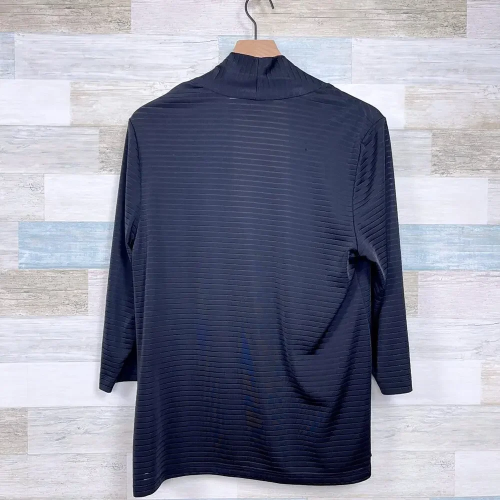 Chicos Easywear Stretchy Open Cardigan Sweater Black Vintage Womens 2 Large